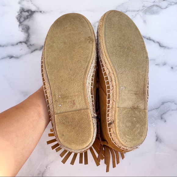 Saint Laurent Tan Suede Fringe Espadrille desert boot booties IT 39.5 US 9.5 - Picture 12 of 16